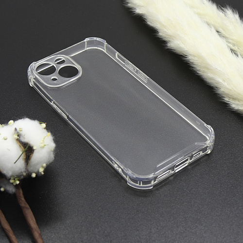 Чехол силиконовый для iPhone 15 (6.1), усиленные края, с защитой камеры, X-CASE, прозрачный
