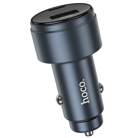 Автомобильное зарядное устройство, 1 USB QC3.0 18W, 1 PD 45W (Z57B), HOCO, с дисплеем, серый