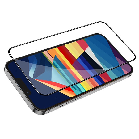 Защитное стекло для iPhone 15 Plus/16 Plus, A12 Plus, HOCO, 3D full screen HD tempered glass, черное