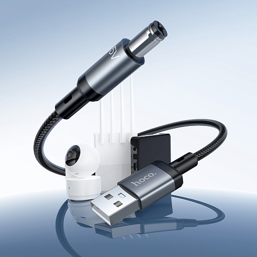 Кабель USB-A на круглое отверстие 5.5 * 2.5/5.5 * 2.1, 5V, X129, HOCO, заряжать настольные лампы, бритвы и т.д., черный
