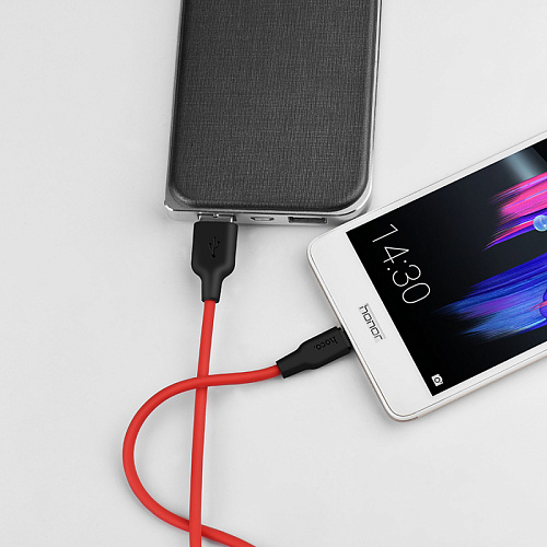 USB Кабель Micro, HOCO, X21, силиконовый, черно-красный