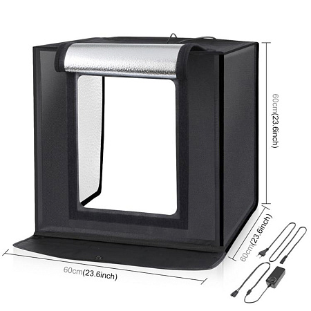 Портативный световой короб PULUZ для фотостудии 60 x 60 x 60 см, светодиодная лампа 5500 К,