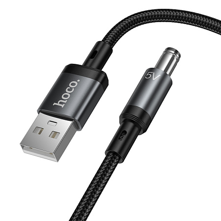 Кабель USB-A на круглое отверстие 5.5 * 2.5/5.5 * 2.1, 5V, X129, HOCO, заряжать настольные лампы, бритвы и т.д., черный