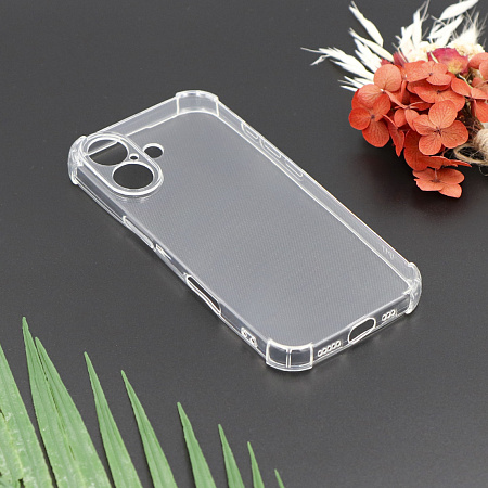 Чехол силиконовый для iPhone 17, усиленные края, с защитой камеры, X-CASE, прозрачный