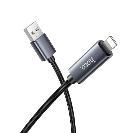 USB дата кабель Lightning, HOCO, X112, 1M, с дисплеем, черный