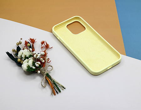 Чехол-накладка для iPhone 14 Pro Max, Silicon Case, без лого, молочный