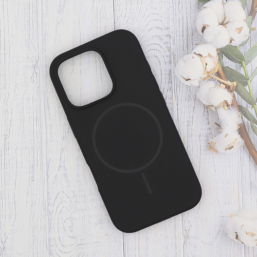 Чехол-накладка для iPhone 16 Pro Max, Silicon Case, магнитный (MagSafe), без лого, X-CASE, черный