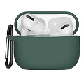 Чехол силиконовый для Airpods Pro/Pro 2, X-CASE, зеленый лес с карабином