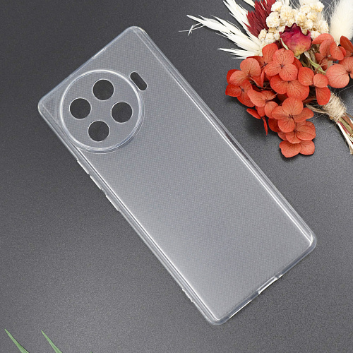 Чехол силиконовый для TECNO Spark 20 Pro + (4G), с защитой камеры, X-CASE, прозрачный