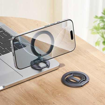 Кольцо двойное на палец магнитное (Magsafe), GH9, Hoco, металлический серый