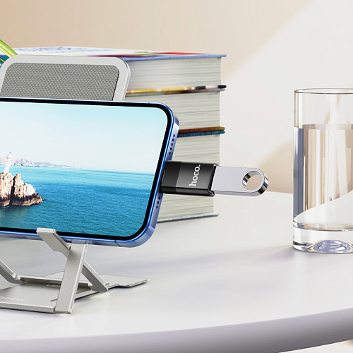 Переходник OTG Lightning, UA17, HOCO, черный