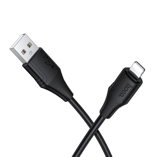 USB дата кабель Lightning, HOCO, X124, 1 метр, ток до 2.4A, цвет черный