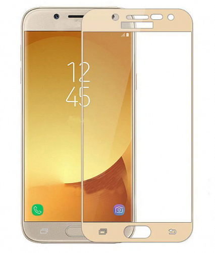Защитное стекло на Samsung J330FN, Galaxy J3 (2017), 3D, золотой, X-CASE
