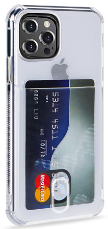 Чехол силиконовый для iPhone 13 Pro Max (6.7), с карманом для карт, X-CASE, прозрачный