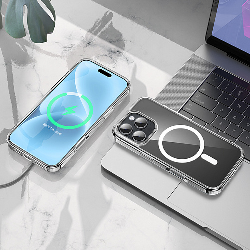 Чехол силиконовый для iPhone 16 Pro, Магнитный (MagSafe), HOCO, прозрачный