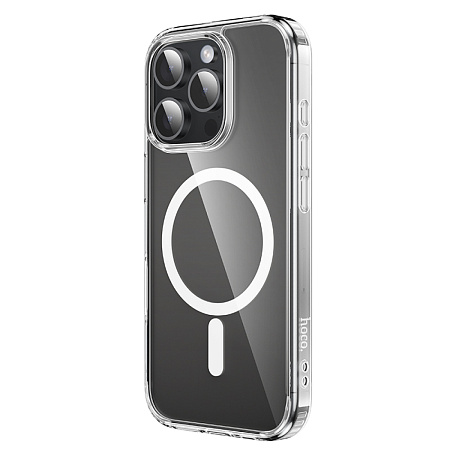 Чехол силиконовый для iPhone 16 Pro, Магнитный (MagSafe), HOCO, прозрачный