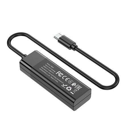 USB Хаб (HB25) c 1 Type-C на 1 USB 3.0 + 3 USB 2.0, HOCO, черный