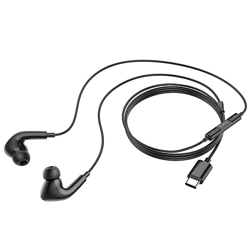Проводные наушники M1 Pro, Type-C, HOCO, вакуумные с микрофоном, черные