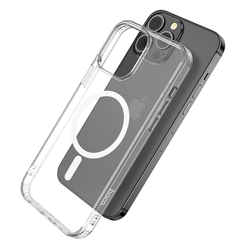 Чехол силиконовый для iPhone 14 Pro Max, Магнитный (Magsafe), HOCO, прозрачный
