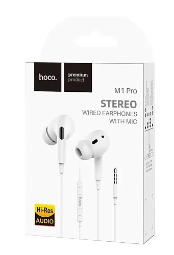 Проводные наушники M1 Pro Original series earphones, вакуумные с микрофоном, HOCO, белые