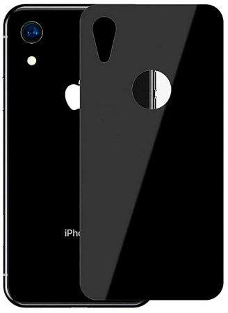 Защитное стекло на iPhone XS MAX, BACK, черное, тех.пак, X-CASE