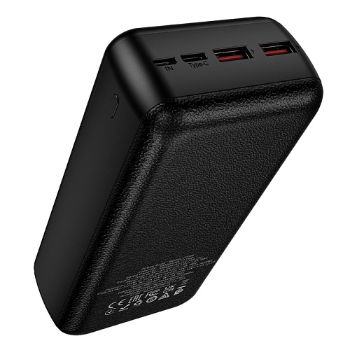 Универсальный Доп. Аккумулятор 30000mAh, J159B, HOCO, выход: 1 USB (22.5W), 1 PD (20W), черный