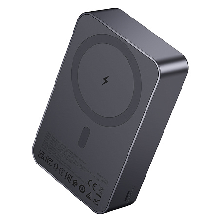 Универсальный Доп. Аккумулятор 20000mAh, J160B, HOCO, 1 PD 20W, беспроводная зарядка (MagSafe), серый