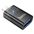Переходник OTG Lightning, Lightning (папа) на USB (мама), UA36, HOCO, черный