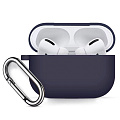 Чехол силиконовый для Airpods Pro/Pro 2, X-CASE, темно-фиолетовый с карабином