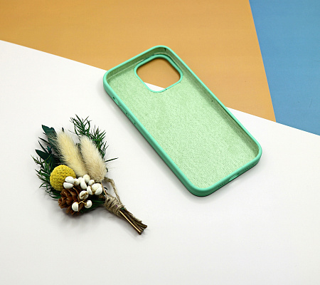 Чехол-накладка для iPhone 14 Pro Max, Silicon Case, без лого, мятный