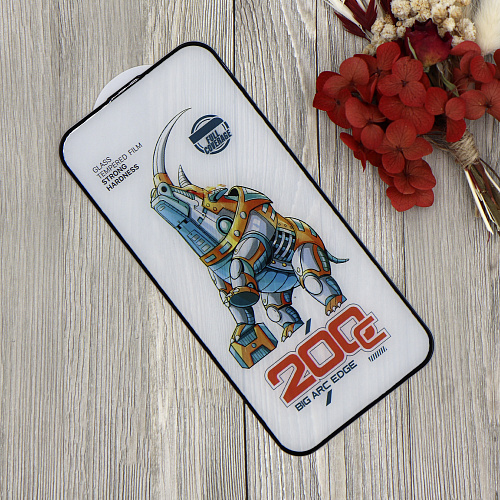 Защитное стекло на iPhone 16 Pro Max, носорог, с сеточкой для динамика, черное, X-CASE