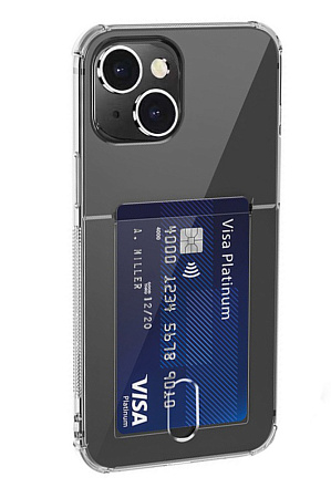 Чехол силиконовый для iPhone 14 (6.1), с карманом для карты, микс, X-CASE, затемненный
