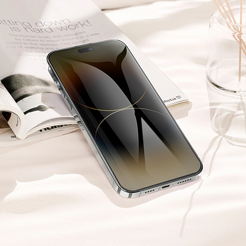 Защитное стекло для iPhone 15 Pro, G15, HOCO, Guardian shield series full-screen anti-spy tempered glass, черное
