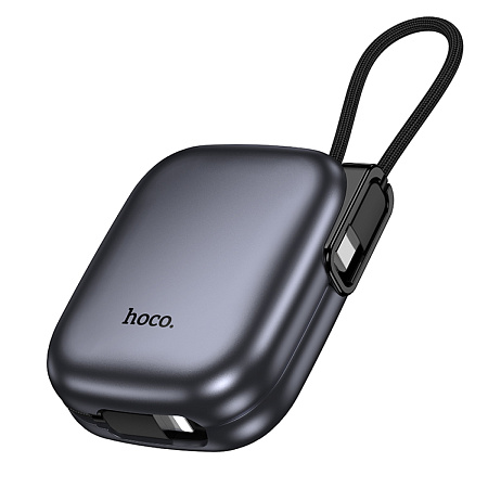 Универсальный Доп. Аккумулятор 10000mAh, Q49, HOCO, выход 1 PD (20W), кабель: Type-C, Lightning, с дисплеем, серый