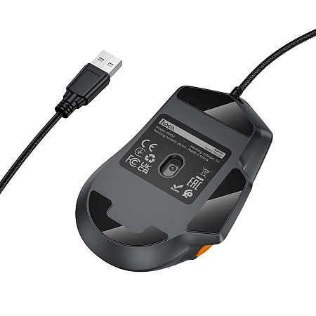 Проводная мышь игровая с RGB подсветкой, GM52, HOCO, вес 92 г, черный с серым