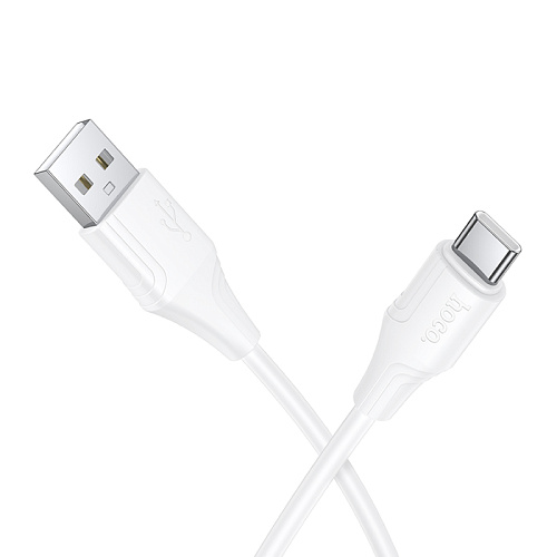 Usb кабель Type-C, HOCO, X124, силиконовый, 1м, ток до 2.3A, белый