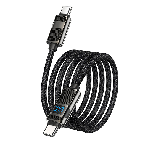Кабель Type-C на Type-C, HOCO, U137, 60W, 1.2м, с дисплеем, черный