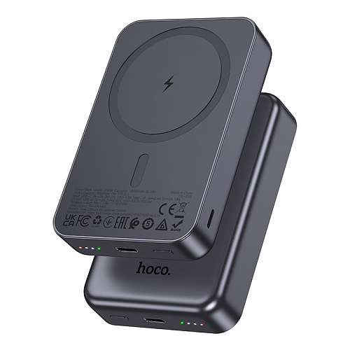 Универсальный Доп. Аккумулятор 10000mAh, J160A, HOCO, 1 PD 20W, беспроводная зарядка (MagSafe), серый