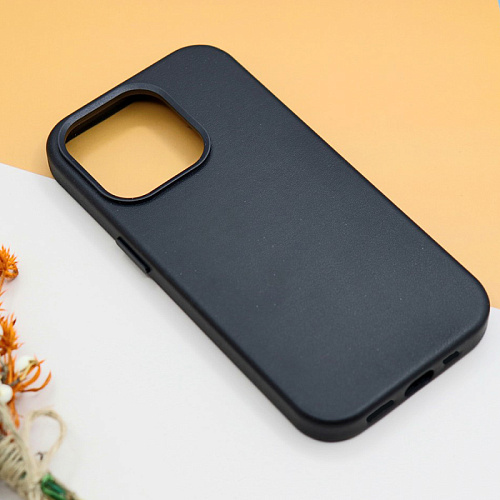 Чехол-накладка для iPhone 15 Pro, экокожа, магнитный (MagSafe), без лого, X-CASE, черный