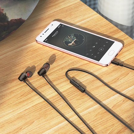 Проводные наушники M107, Discoverer universal earphones, HOCO, вакуумные, черный
