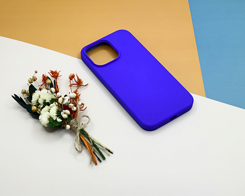 Чехол-накладка для iPhone 14 Pro Max, Silicon Case, без лого, пурпурно-синий
