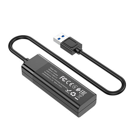 USB Хаб (HB25) c 1 USB на 1 USB 3.0 + 3 USB 2.0, HOCO, черный