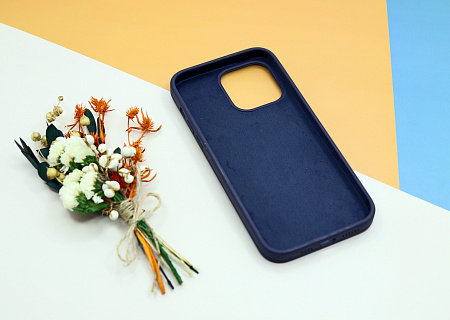 Чехол-накладка для iPhone 14 Pro Max, Silicon Case, без лого, темно-синий