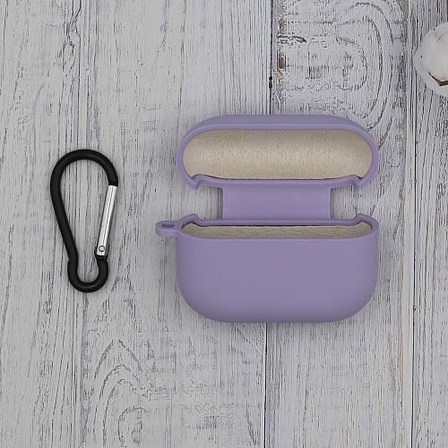 Чехол силиконовый для Airpods Pro/Pro 2, X-CASE, сиреневый с карабином
