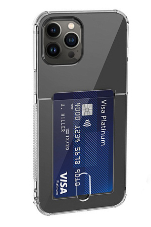 Чехол силиконовый для iPhone 14 Pro Max (6.7), с карманом для карты, микс, X-CASE, затемненный