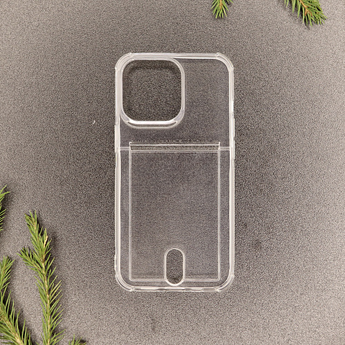 Чехол силиконовый для iPhone 12 (6.1)/12 PRO (6.1), с карманом для карты, X-CASE, прозрачный