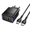 Сетевое зарядное устройство, 1 PD 40W (CS113A), HOCO, Type-C to Type-C, черный