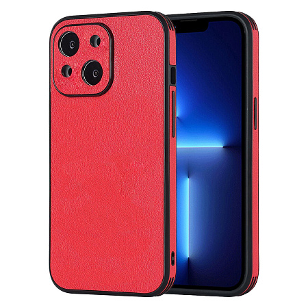 Чехол силиконовый для iPhone 14 (6.1), экокожа, DU DU, красный
