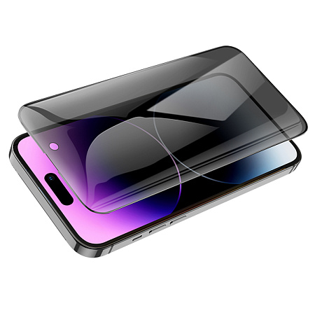 Защитное стекло для iPhone 14 Pro Max, G15, HOCO, Guardian shield series full-screen anti-spy, черное