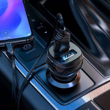 Автомобильное зарядное устройство, 2 USB 2.4A (Z40), HOCO, черный